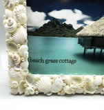 Beach Wedding White Seashell Frame, Nautical Beach Decor Coastal Shell Frame - 4 SIZES