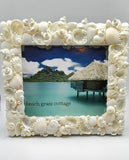 Beach Wedding White Seashell Frame, Nautical Beach Decor Coastal Shell Frame - 4 SIZES