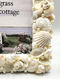 Beach Wedding White Seashell Frame, Nautical Beach Decor Coastal Shell Frame - 4 SIZES