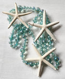 Beach Christmas Decor, Coastal Starfish Garland, Sparkly White Starfish Christmas Garland, OCEAN