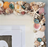 seashell frame, shell frame, seashell decor, shell decor, colored shell frame, white shell frame