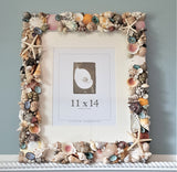 seashell frame, shell frame, seashell decor, shell decor, colored shell frame, white shell frame