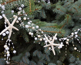 beach christmas garland, starfish garland, coastal christmas, nautical christmas, pearl starfish garland, pearl garland, starfish garland