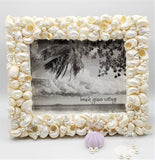 seashell frame, shell frame, turbo shell frame, beach decor, coastal decor, nautical decor, seashell gift, beach wedding frame