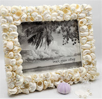 seashell frame, shell frame, turbo shell frame, beach decor, coastal decor, nautical decor, seashell gift, beach wedding frame