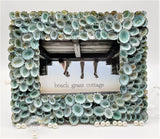 Beach Decor Seashell Frame, Nautical Decor Aqua Limpet Shell Frame, Coastal Decor Beach Frame in 4 SIZES