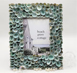 Beach Decor Seashell Frame, Nautical Decor Aqua Limpet Shell Frame, Coastal Decor Beach Frame in 4 SIZES