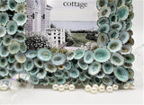 Beach Decor Seashell Frame, Nautical Decor Aqua Limpet Shell Frame, Coastal Decor Beach Frame in 4 SIZES