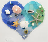 Sea Glass Decor Heart Wall Hanging, Nautical Beach Decor Beach Glass Art Canvas, Sea Glass Art, Wedding Gift - OPTIONAL PERSONALIZATION