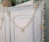 Beach Decor White Seashell & Starfish Christmas Garland, Coastal Beach Wedding Shell Garland, Nautical Decor Garland, 6FT