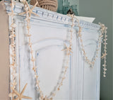 Beach Decor White Seashell & Starfish Christmas Garland, Coastal Beach Wedding Shell Garland, Nautical Decor Garland, 6FT
