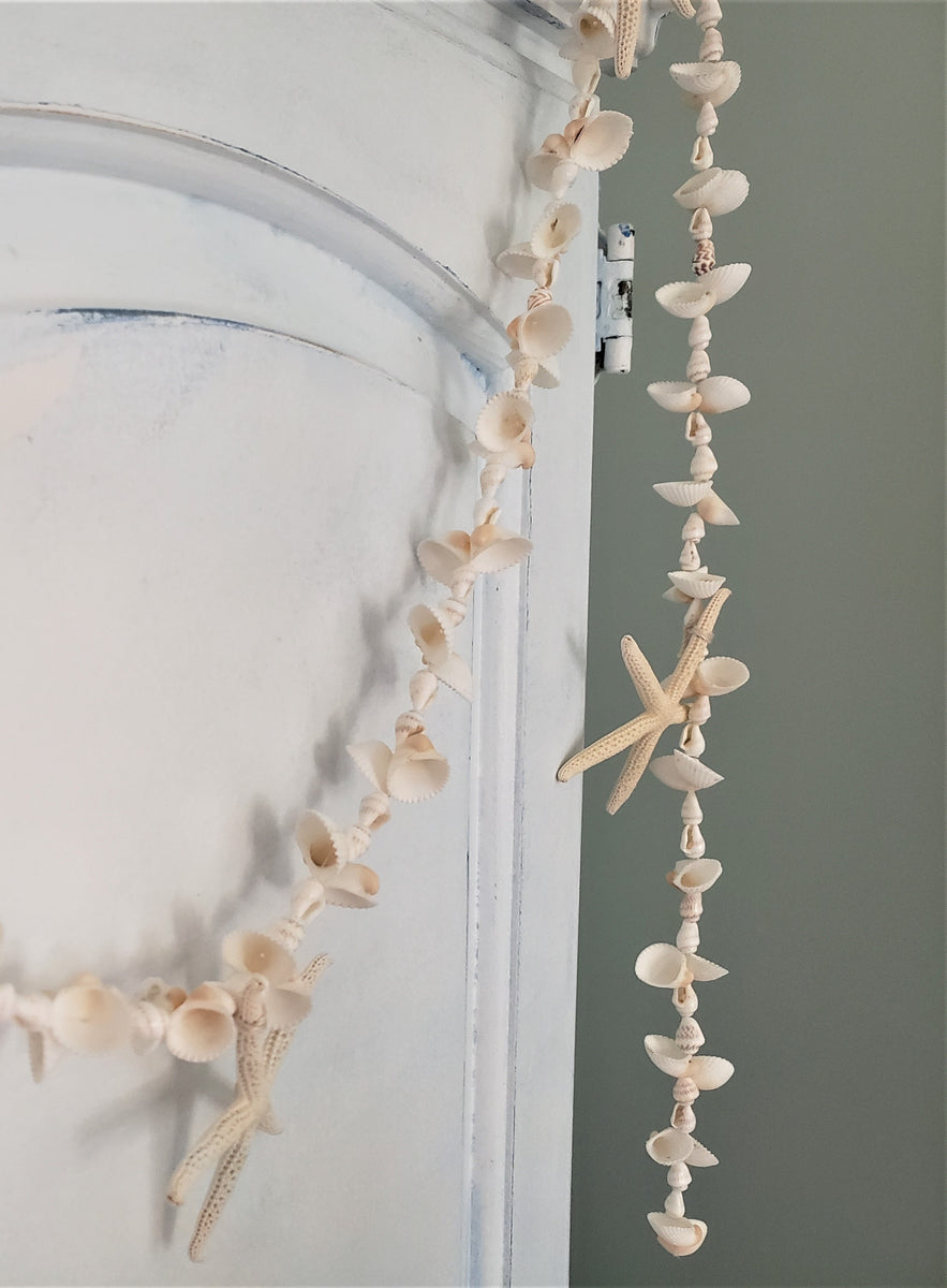 Beach Decor Seashell & Starfish Christmas Garland, Coastal Beach Wedding –  Beach Grass Cottage - Artisan Handmade Beach Decor