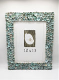 Beach Decor Seashell Frame, Nautical Decor Aqua Limpet Shell Frame, Coastal Decor Beach Frame in 4 SIZES