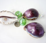 5PC Purple Cowrie Seashell, Large Specimen Cowrie Shell, Spotted Dark PURPLE Cowrie Seashells, 3", 5 PC