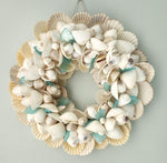 Seashell Wreath Beach Decor, Nautical Decor White Shell Wreath, Coastal Decor Wreath, 16"