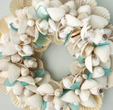 Seashell Wreath Beach Decor, Nautical Decor White Shell Wreath, Coastal Decor Wreath, 16"