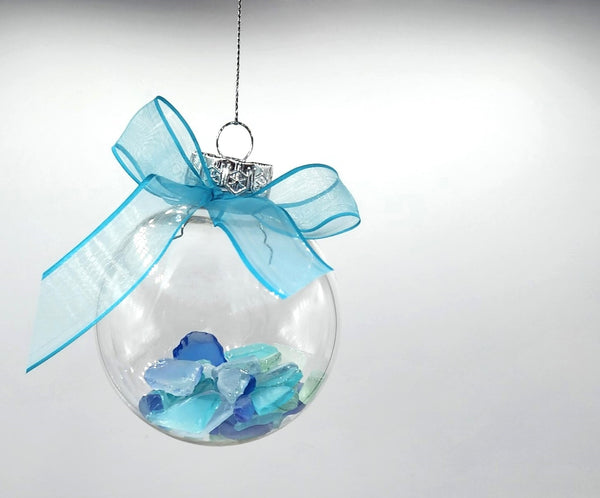 Beach Christmas Decor, Sea Glass Christmas Ornament, Coastal Beach Glass Ball Ornament, Nautical Seaglass Ornament, Sea Glass Decor & Gifts