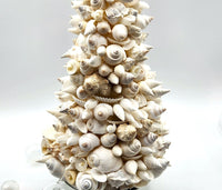 Beach Christmas Decor Seashell Tree, Coastal Christmas Decor White Seashell Tree, Nautical Christmas Ivory Shell Tree w REAL Shells & Starfish