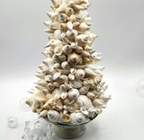 Beach Christmas Decor Seashell Tree, Coastal Christmas Decor White Seashell Tree, Nautical Christmas Ivory Shell Tree w REAL Shells & Starfish