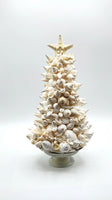 Beach Christmas Decor Seashell Tree, Coastal Christmas Decor White Seashell Tree, Nautical Christmas Ivory Shell Tree w REAL Shells & Starfish