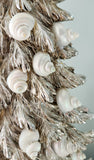 Beach Christmas Decor, Coastal Christmas LIGHTED Seashell Tree SET OF 2, Nautical Christmas Shell Trees w REAL Shells Plus Battery Operated LIGHTS, 2PC