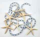 Beach Christmas Decor, Coastal Christmas Starfish Garland, Sparkly White Starfish Christmas Garland, Blue and Silver