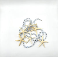 Beach Christmas Decor, Coastal Christmas Starfish Garland, Sparkly White Starfish Christmas Garland, Blue and Silver