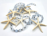 Beach Christmas Decor, Coastal Christmas Starfish Garland, Sparkly White Starfish Christmas Garland, Blue and Silver