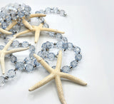 Beach Christmas Decor, Coastal Christmas Starfish Garland, Sparkly White Starfish Christmas Garland, Blue and Silver