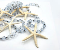 Beach Christmas Decor, Coastal Christmas Starfish Garland, Sparkly White Starfish Christmas Garland, Blue and Silver