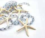 Beach Christmas Decor, Coastal Christmas Starfish Garland, Sparkly White Starfish Christmas Garland, Blue and Silver