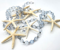 Beach Christmas Decor, Coastal Christmas Starfish Garland, Sparkly White Starfish Christmas Garland, Blue and Silver