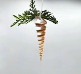 Beach Christmas Seashell Ornament, Coastal Christmas Sea Shell Ornament, Brown Turritella Spiral Shell Ornament, Beach Coastal Gifts