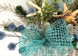 Beach Christmas Decor Wall Basket, Coastal Christmas Decor Wall Arrangement, Beach Coastal Floral Basket w Starfish & Shells, Beach Coastal Gifts & Decor