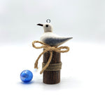 Beach Christmas Seagull Ornament, Coastal Christmas Sea Gull Ornament, Nautical Sea Bird on Piling Ornament, Shore Bird Ornament