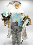 Beach Decor Christmas Santa, Coastal Decor Christmas Santa Figurine in Beachy Neutral Colors