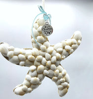 Beach Christmas Starfish Ornament, Coastal Christmas Seashell Ornament, White Shell Ornament, Beach Coastal Decor & Gifts