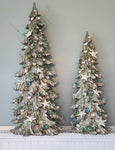 Beach Christmas Decor, 2PC Coastal Christmas Seashell Tree SET OF 2, Nautical Christmas Shell Trees w REAL Shells and Aqua Beaded Garland 2PC