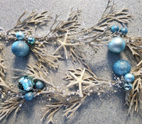 Beach Christmas Sea Life Garland, Coastal Christmas Sea Coral Garland w Starfish, Blingy Beach Coastal Christmas Mantle Decor