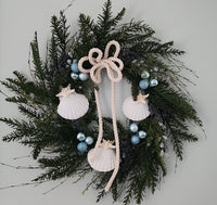 Beach Christmas Wreath, Coastal Christmas Seashell Wreath, Beach Coastal Pine Wreath w Starfish & Shells, Beach Coastal Gifts & Decor