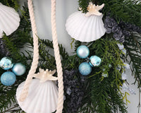 Beach Christmas Wreath, Coastal Christmas Seashell Wreath, Beach Coastal Pine Wreath w Starfish & Shells, Beach Coastal Gifts & Decor