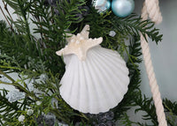 Beach Christmas Wreath, Coastal Christmas Seashell Wreath, Beach Coastal Pine Wreath w Starfish & Shells, Beach Coastal Gifts & Decor