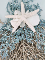 Beach Christmas Sea Coral Swag, Coastal Christmas Sea Coral Wreath, Beach Coastal Platinum Blingy Wall Swag, Beach Coastal Gifts & Decor