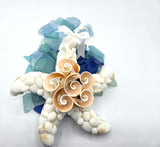 Beach Christmas Starfish Ornament, Coastal Christmas Seashell Ornament, White Shell Ornament, Beach Coastal Decor & Gifts