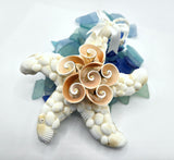 Beach Christmas Starfish Ornament, Coastal Christmas Seashell Ornament, White Shell Ornament, Beach Coastal Decor & Gifts