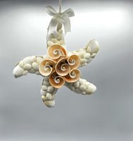 Beach Christmas Starfish Ornament, Coastal Christmas Seashell Ornament, White Shell Ornament, Beach Coastal Decor & Gifts