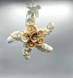 Beach Christmas Starfish Ornament, Coastal Christmas Seashell Ornament, White Shell Ornament, Beach Coastal Decor & Gifts