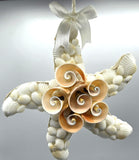 Beach Christmas Starfish Ornament, Coastal Christmas Seashell Ornament, White Shell Ornament, Beach Coastal Decor & Gifts