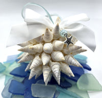 Beach Christmas Ornament, Coastal Christmas Seashell Ornament, White Spiked Shell Ornament, Beach Coastal Gifts