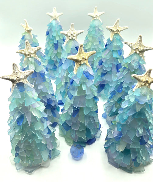 Beach Christmas Sea Glass Tree, Coastal Christmas Beach Glass Tree, Seaglass Miniature Tree, Beach Coastal Gift, Sea Glass Gifts & Decor